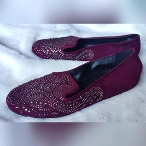 Rock N'Republic; women's slip on burgundy jewel flats; size 6 med